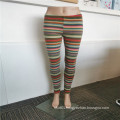 Thickened Stripes Brushed Polyester Indoor Warm Leggings